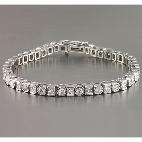 Princess Runden Natürliche Diamant Tennis Armband 7.20 Karat Weißgold 14K