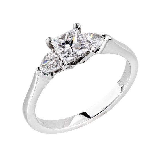 Princess & Pear Sparkling 3 Stone 2,10 Karat Echt Diamant-Verlobungsring