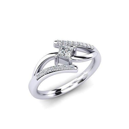 Princess & Round Cut 1,50 Karat Echt Diamant-Verlobungsring