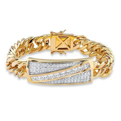 Princess & Runden 5 Karat Echt Diamanten Herren Gliederarmband Gelbgold 14K