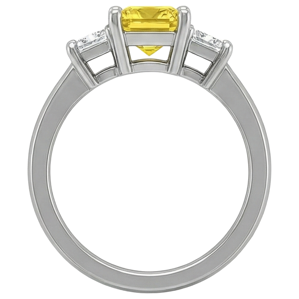 Prinzessin Diamant Gelber Saphir Ring 5 Karat 3 Steine Weißgold 14K