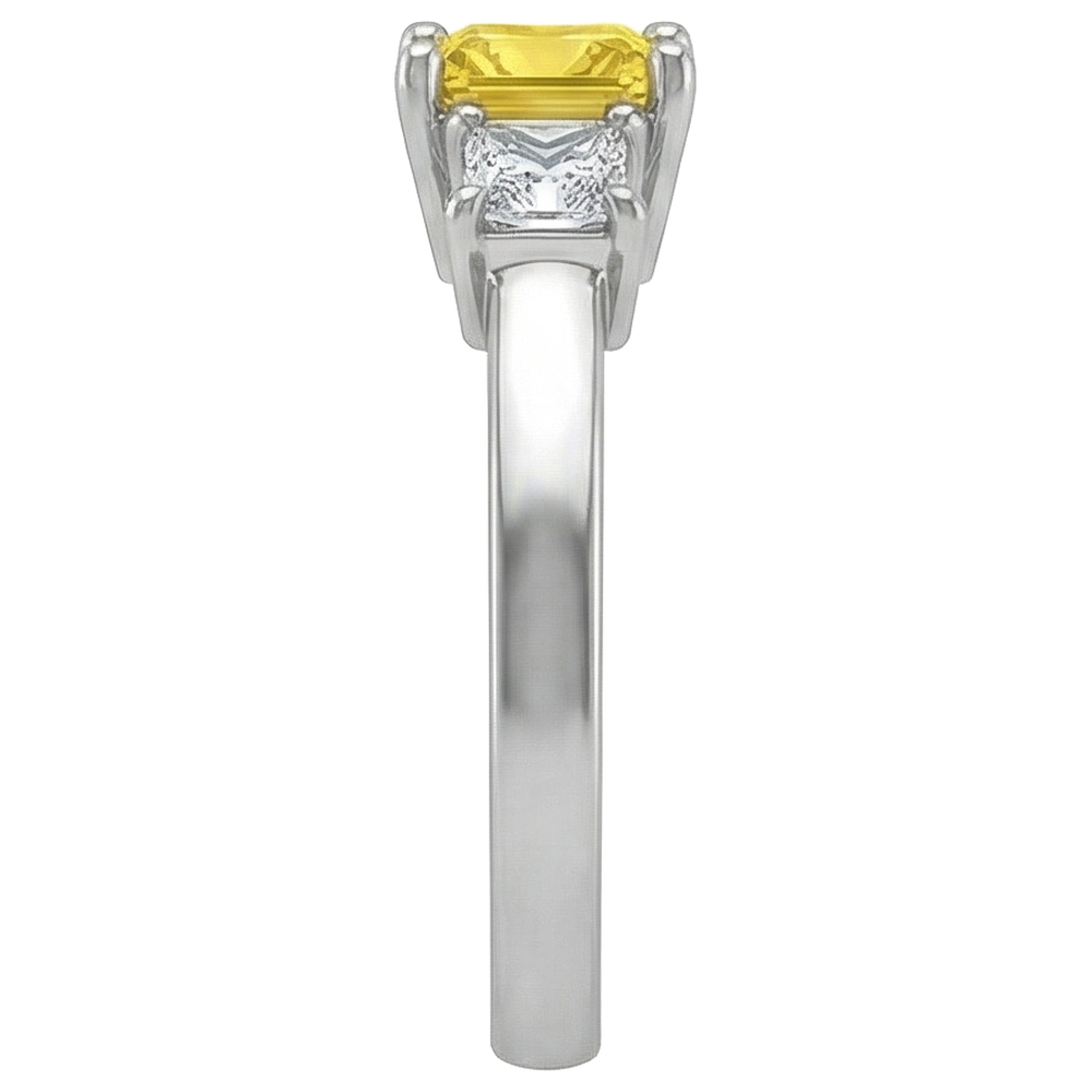 Prinzessin Diamant Gelber Saphir Ring 5 Karat 3 Steine Weißgold 14K