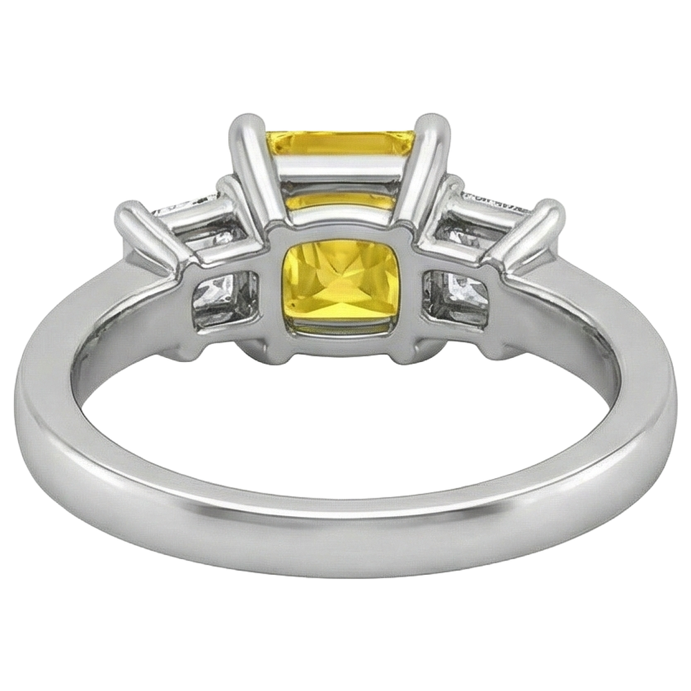Prinzessin Diamant Gelber Saphir Ring 5 Karat 3 Steine Weißgold 14K