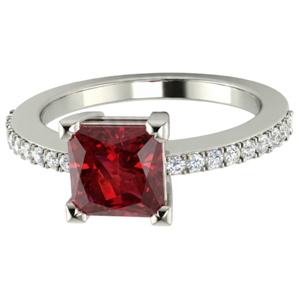 echter round rubin 3.45Karat ring Seitenansicht