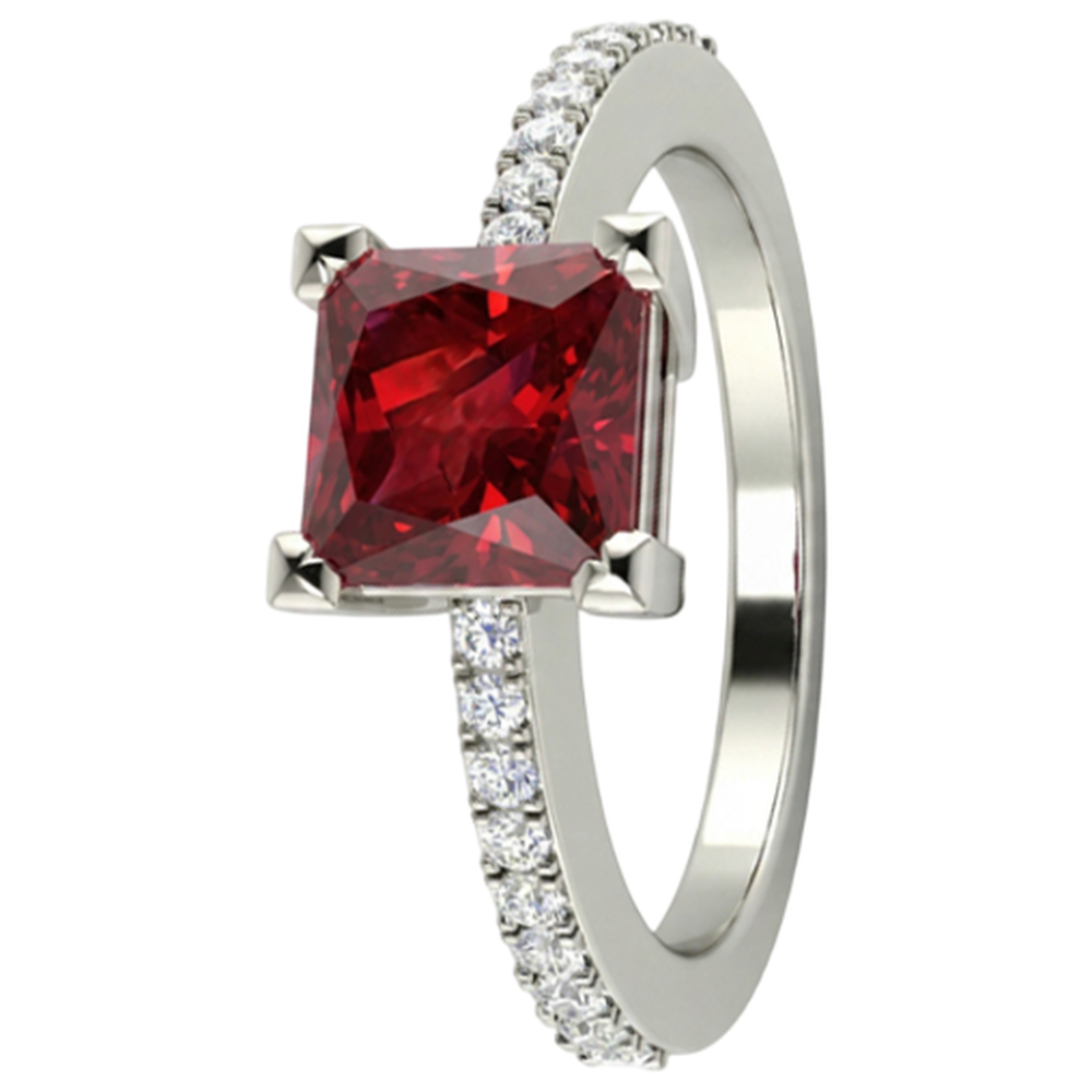 echter round rubin 3.45Karat ring Detailansicht