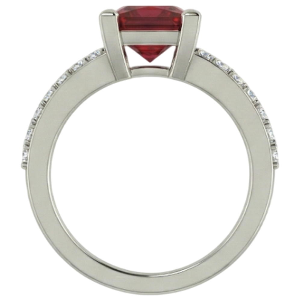 echter round rubin 3.45Karat ring Profilansicht