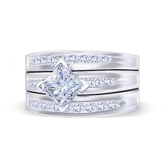 Prinzessin And Runden Natürliche Diamanten Verlobungsring 2.75 Karat Diamantband