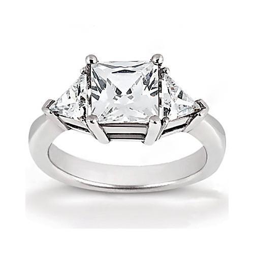 Prinzessin Echt Diamant Three Stone Ring Mit Billionen 2,21 Ct. Schmuck