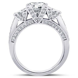 Prinzessin & Runden Echt Diamant3 Karat 3 Stone Style Verlobungsring