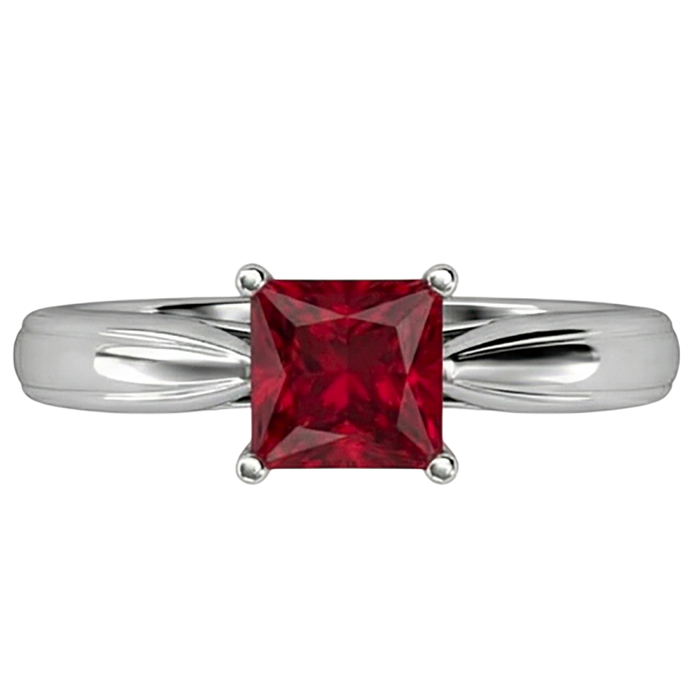 echter princess rubin 2Karat ring Vorderansicht