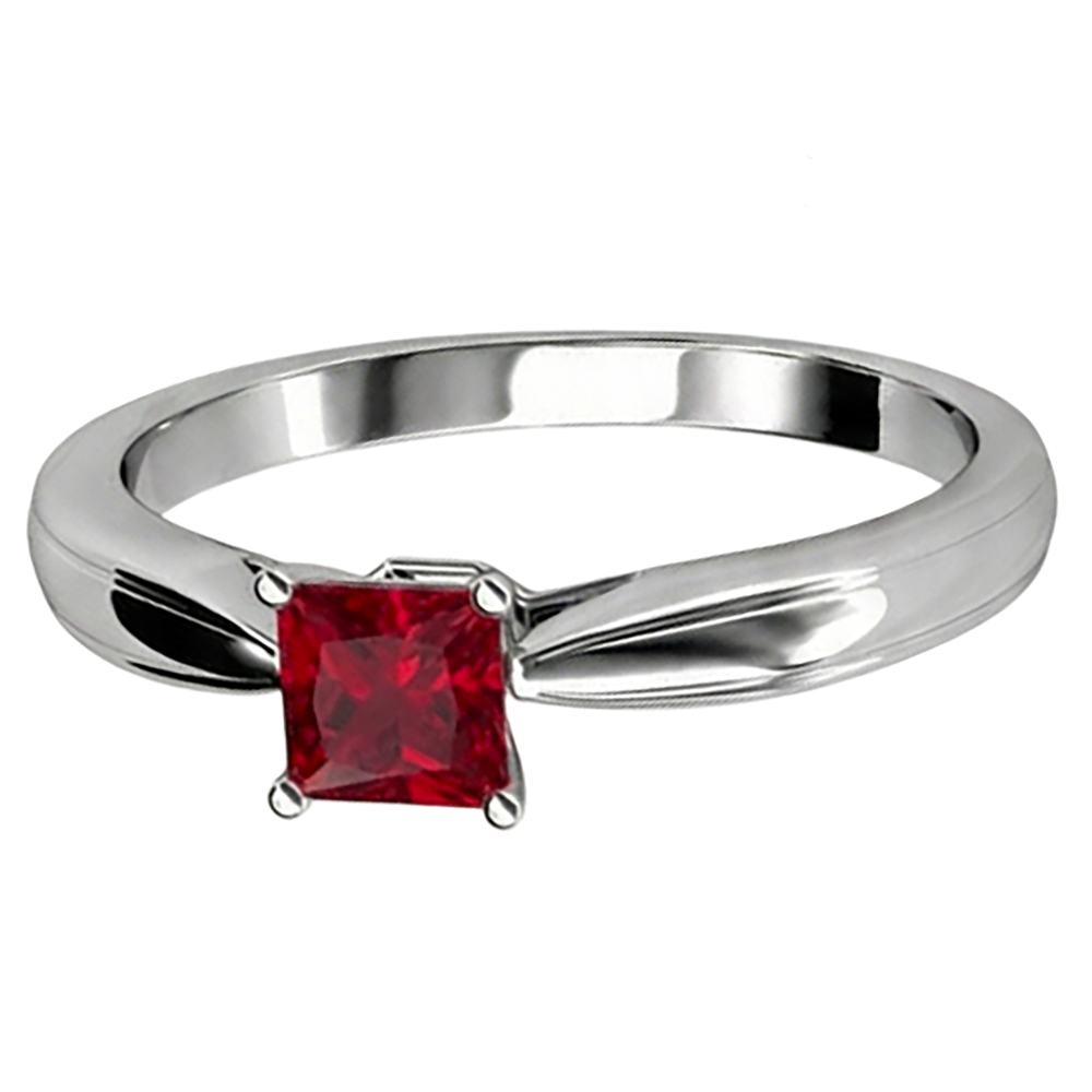 echter princess rubin 2Karat ring Seitenansicht