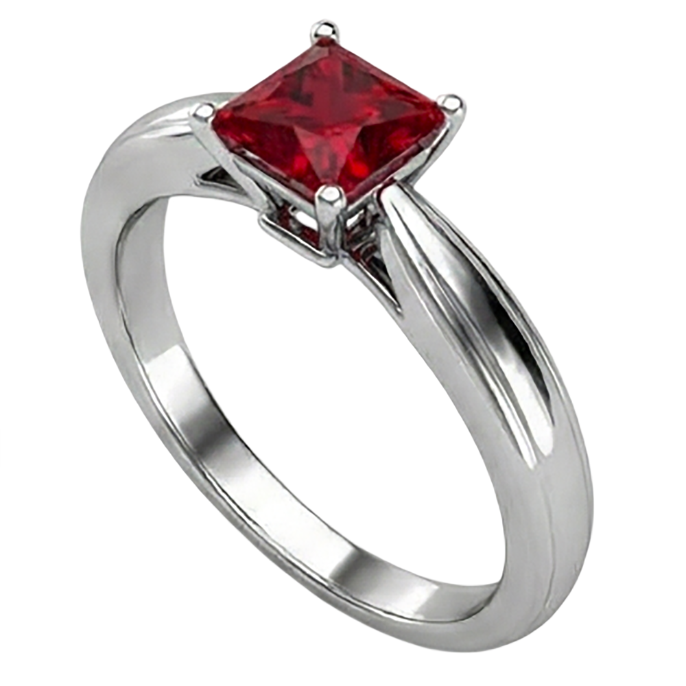 echter princess rubin 2Karat ring Draufsicht