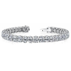 Prong Oval Echt Diamant Tennisarmband Massivgold Edelschmuck 13.75 Ct.