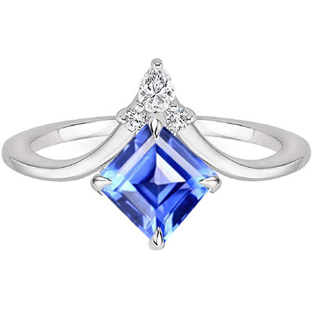 Designer-Schmuck 14K Weißgold mit Royalblauer Saphir – Hauptansicht