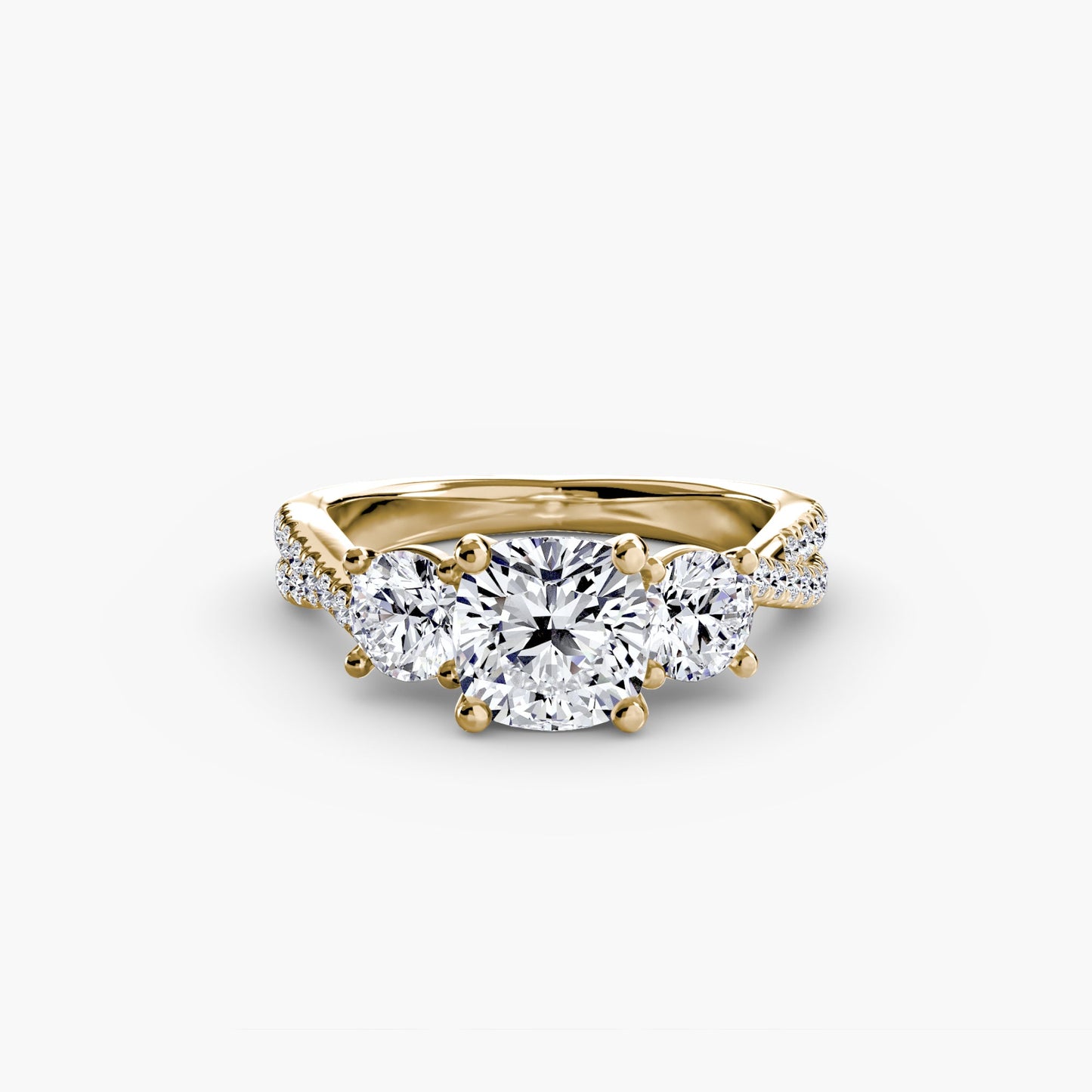 Diamant Brillantschliff Setting in Gold – Seitenansicht