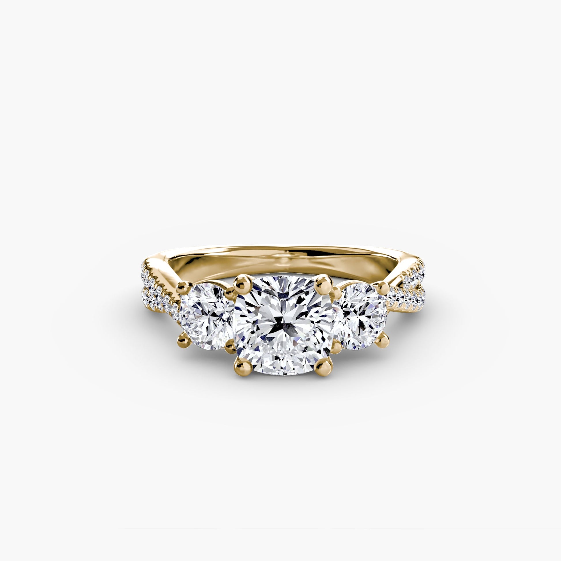 Diamant Brillantschliff Setting in Gold – Seitenansicht