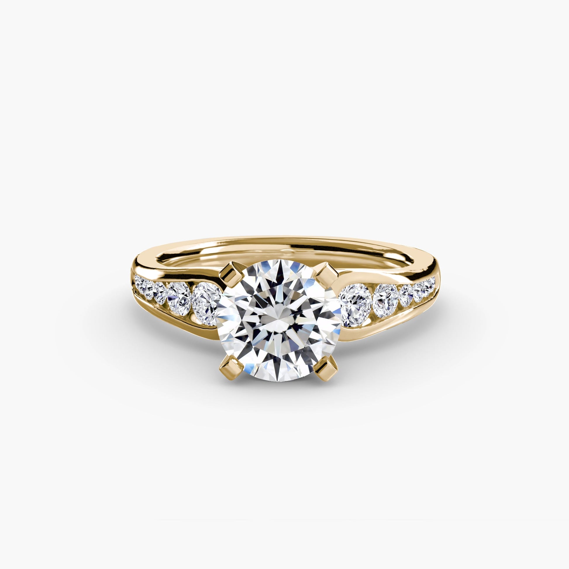 Rund-Brillant Schmuckstein Ring in Gold – Hauptansicht