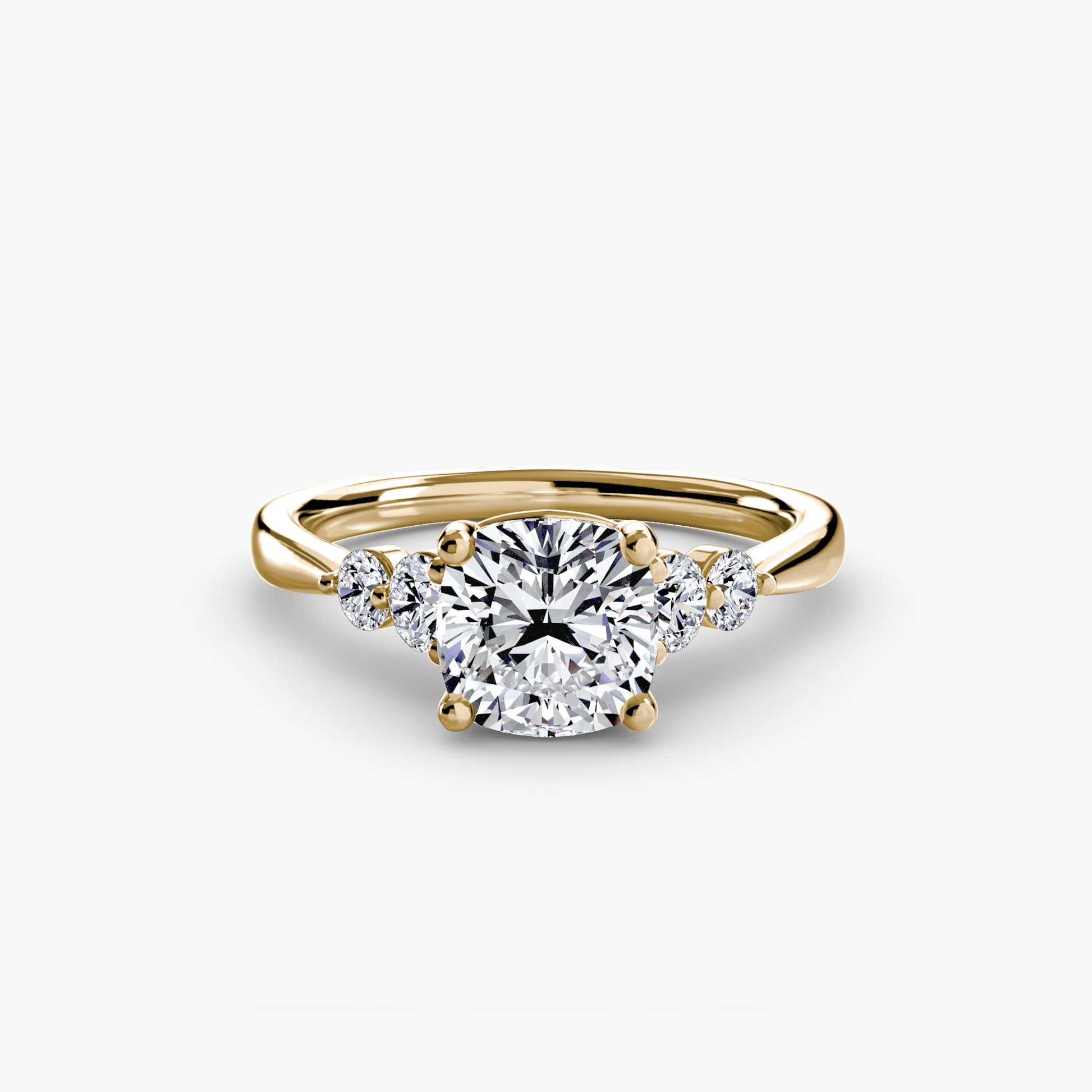 Rund-Brillant Edelstein Ring in Gold – Schrägansicht
