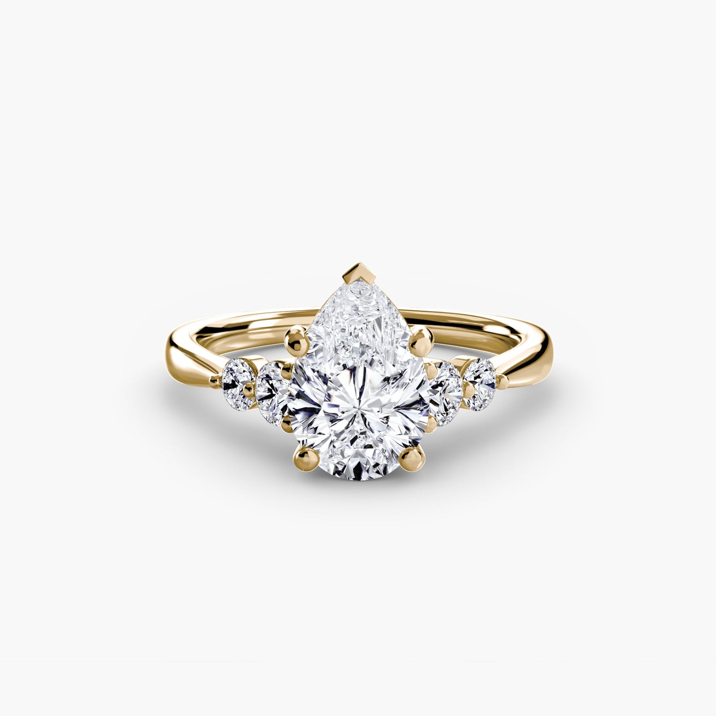 Rund-Brillant Edelstein Ring in Gold – Draufsicht