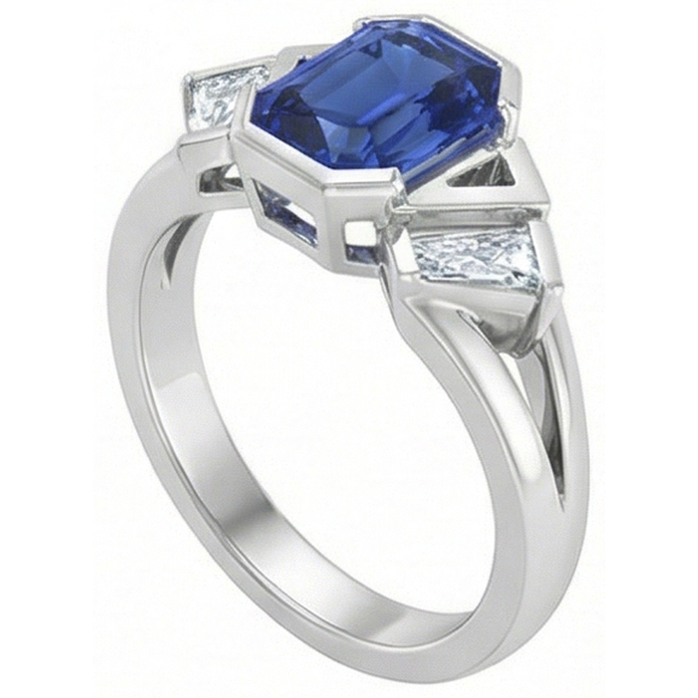 Radiant 3 Stein Edelstein Ring 2,50 Karat Bar Set Baguette Natürlicher Diamant ( nicht im Labor gezüchtet )en