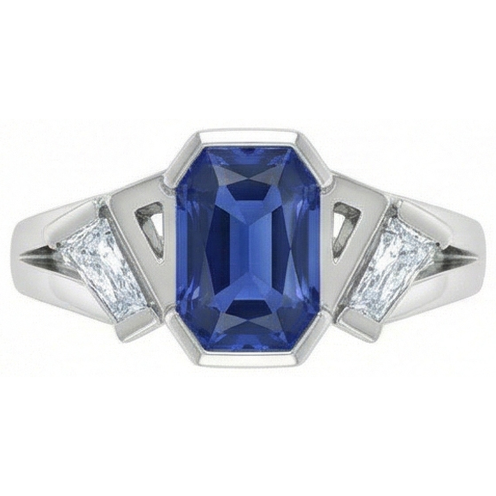 Radiant 3 Stein Edelstein Ring 2,50 Karat Bar Set Baguette Natürlicher Diamant ( nicht im Labor gezüchtet )en