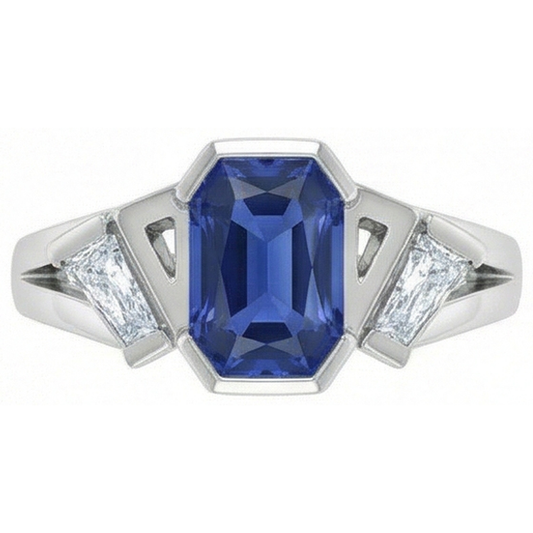 Radiant 3 Stein Edelstein Ring 2,50 Karat Bar Set Baguette Natürlicher Diamant ( nicht im Labor gezüchtet )en