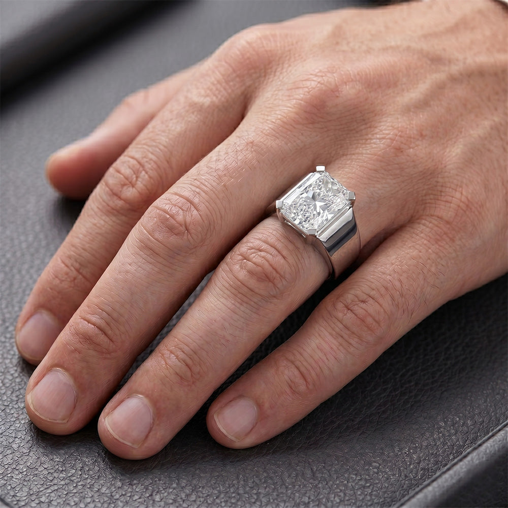 Radiant Brillant Herren-Ring 5 Karat – 14K Weißgold