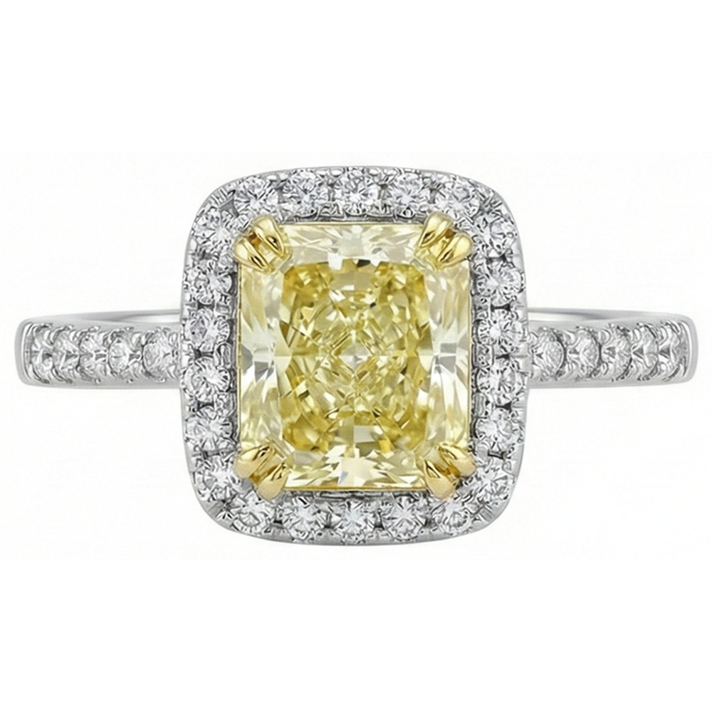 echter radiant saphir 2.00Karat ring Seitenansicht