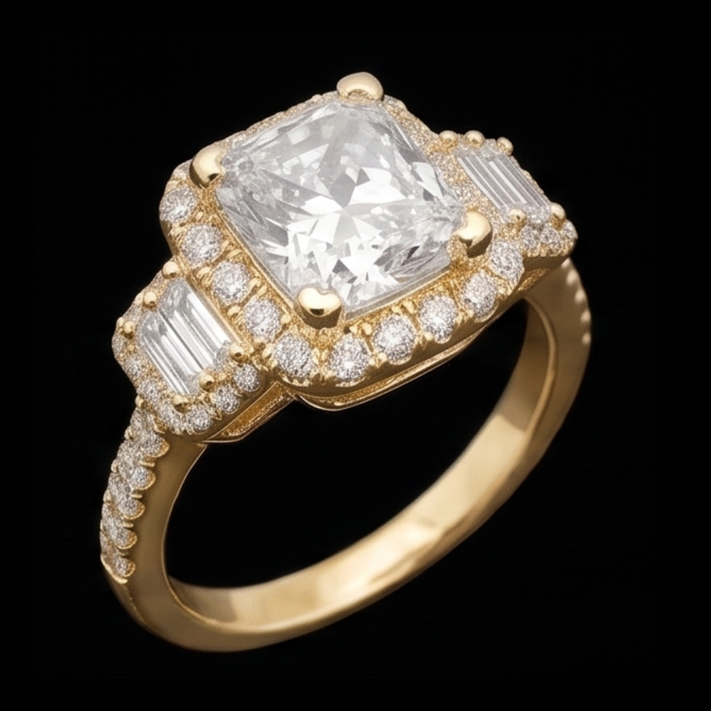 Radiant Cut Verlobungsring 3 Karat Diamanten Fancy Ring Weißgold 14K