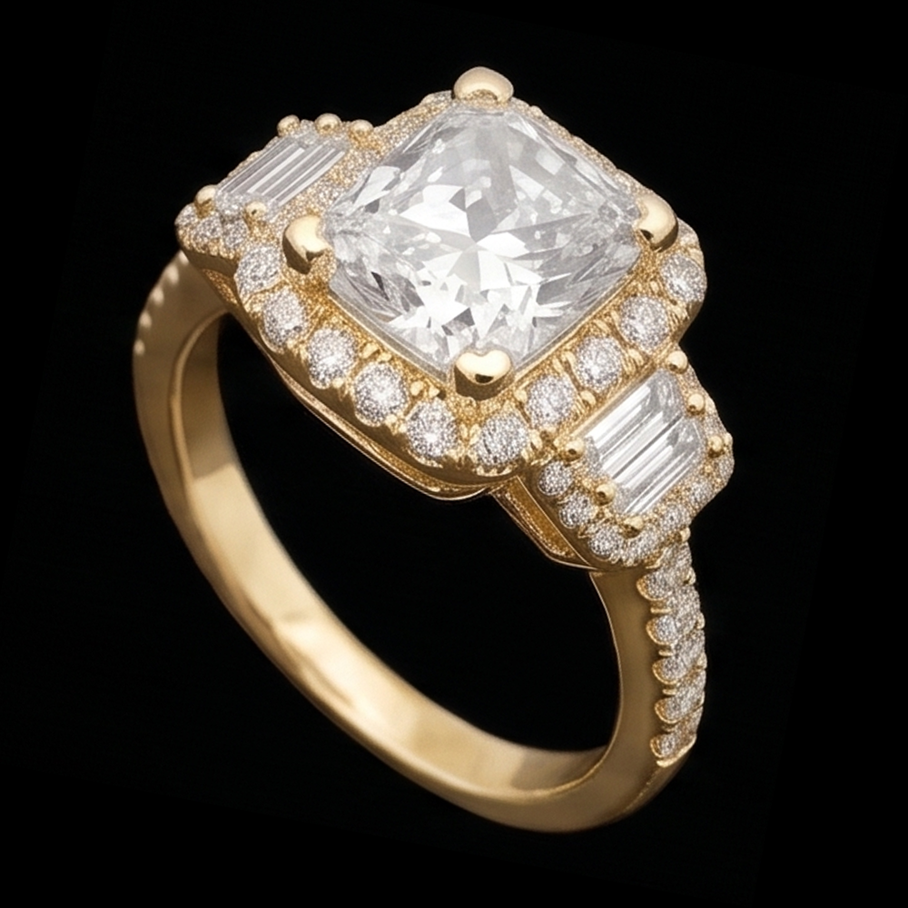 Radiant Cut Verlobungsring 3 Karat Diamanten Fancy Ring Weißgold 14K