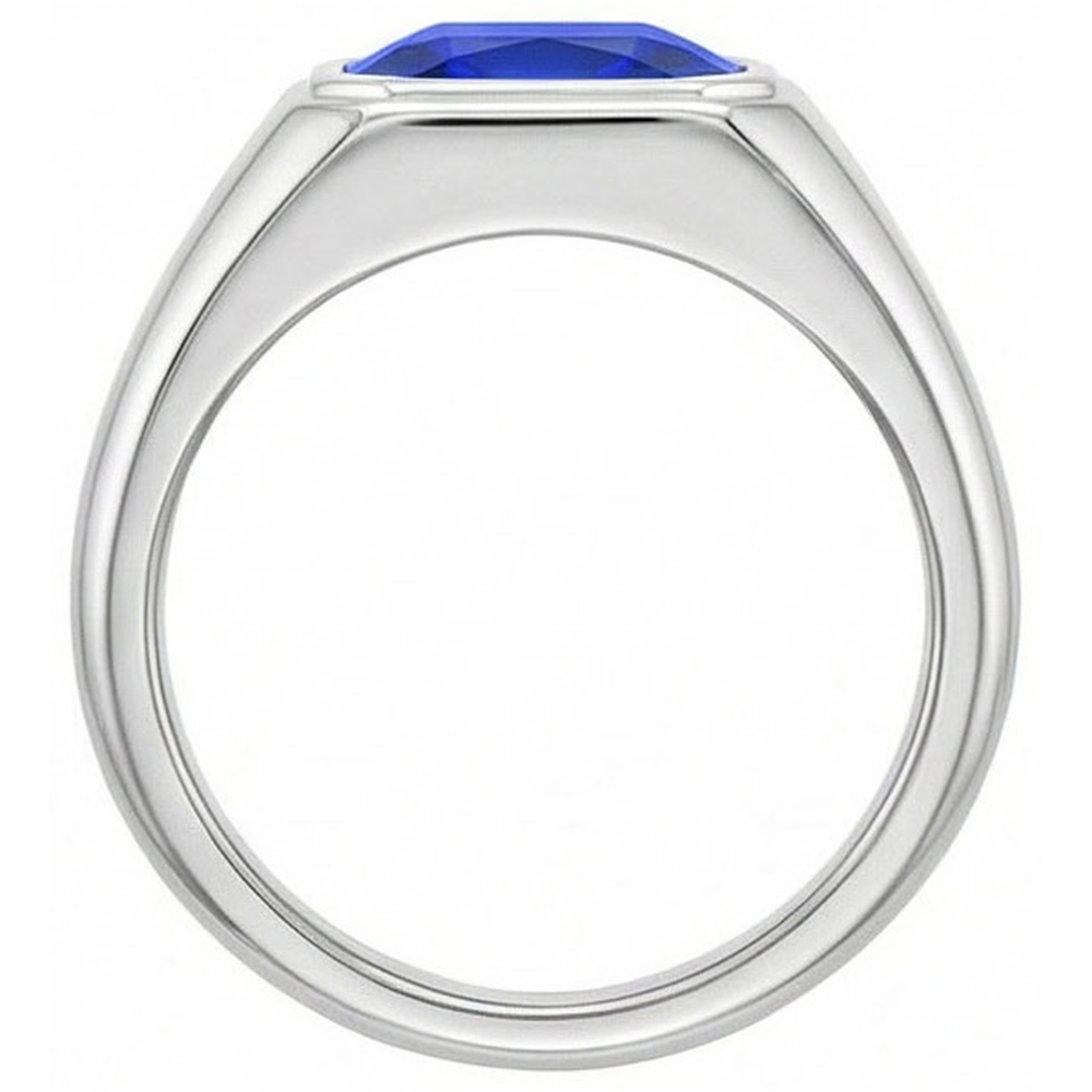 Radiant Solitaire Herrenring Gold Ceylon Saphir Dicker Schaft 1 Karat