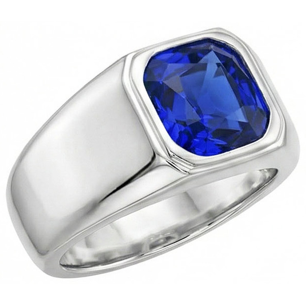 Radiant Solitaire Herrenring Gold Ceylon Saphir Dicker Schaft 1 Karat