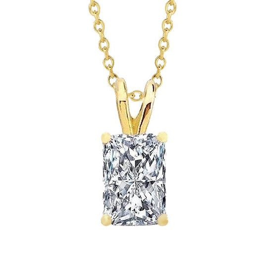 Radiant Cut Natürliche Diamant Halskette Anhänger Schmuck 1,5 Kt 14K Gelbgold