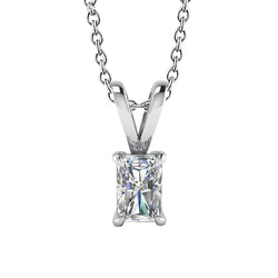 Radiant Cut Solitaire Natürliche Diamant Pendant Necklace 1.50 Carat WG 14K