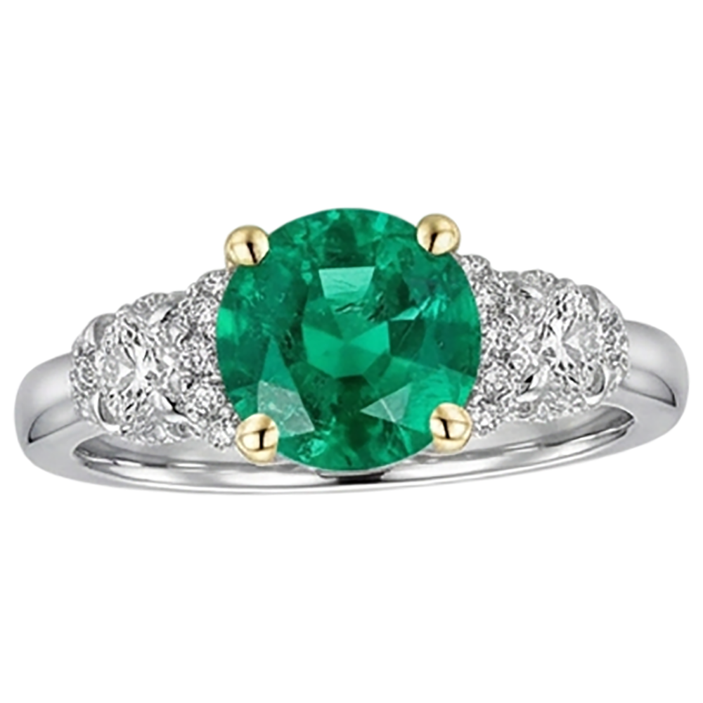 Glänzender Smaragd Edelstein-Ring 2,50 Karat – Frontansicht
