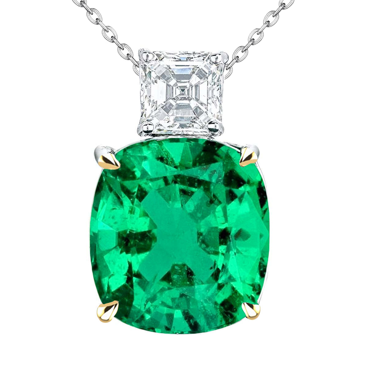 Edelstein-Anhänger Bicolor 14K Gold mit Smaragd – Hauptansicht