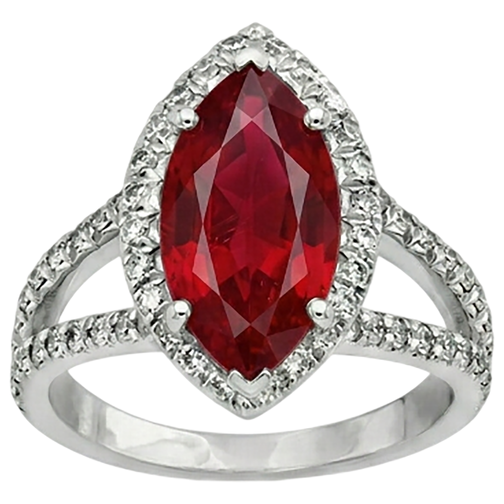 echter marquise rubin 5.55Karat ring Vorderansicht