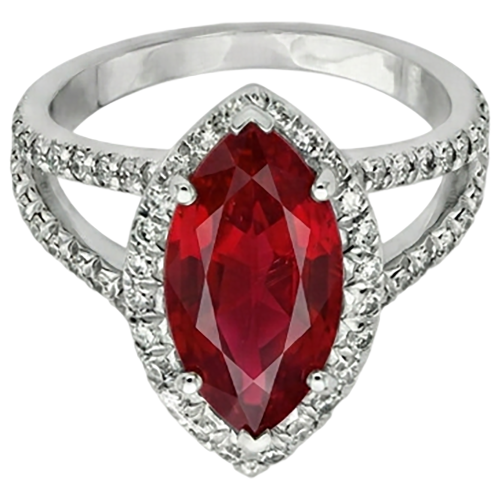 echter marquise rubin 5.55Karat ring Seitenansicht