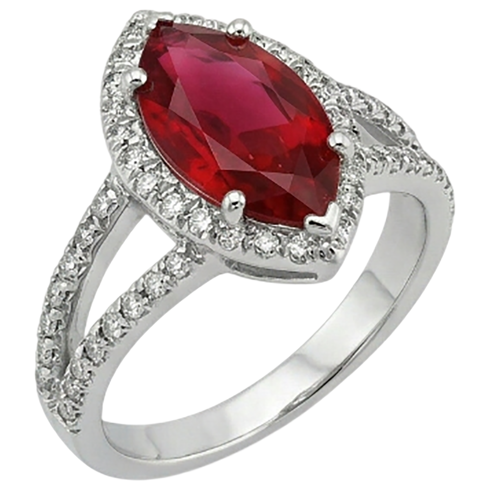 echter marquise rubin 5.55Karat ring Draufsicht
