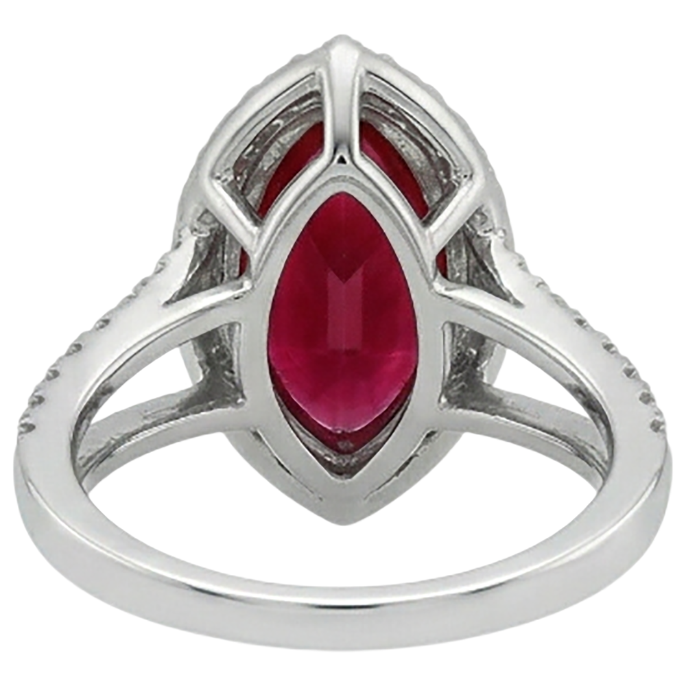 echter marquise rubin 5.55Karat ring mit Diamantbesatz