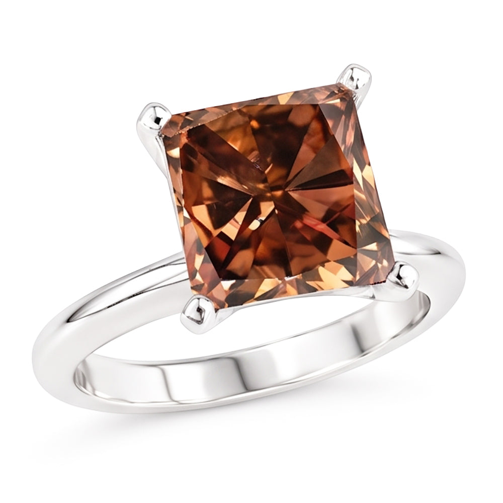 Riesiger Champagner-Edelstein-Verlobungsring mit 3 Kt Diamant im Radiant Cut