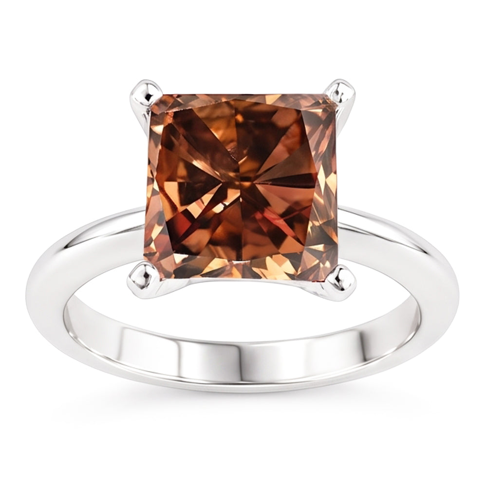 Riesiger Champagner-Edelstein-Verlobungsring mit 3 Kt Diamant im Radiant Cut