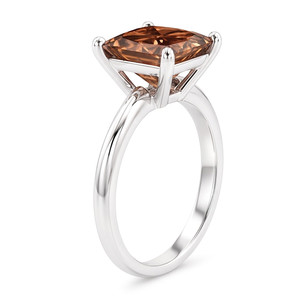Riesiger Champagner-Edelstein-Verlobungsring mit 3 Kt Diamant im Radiant Cut