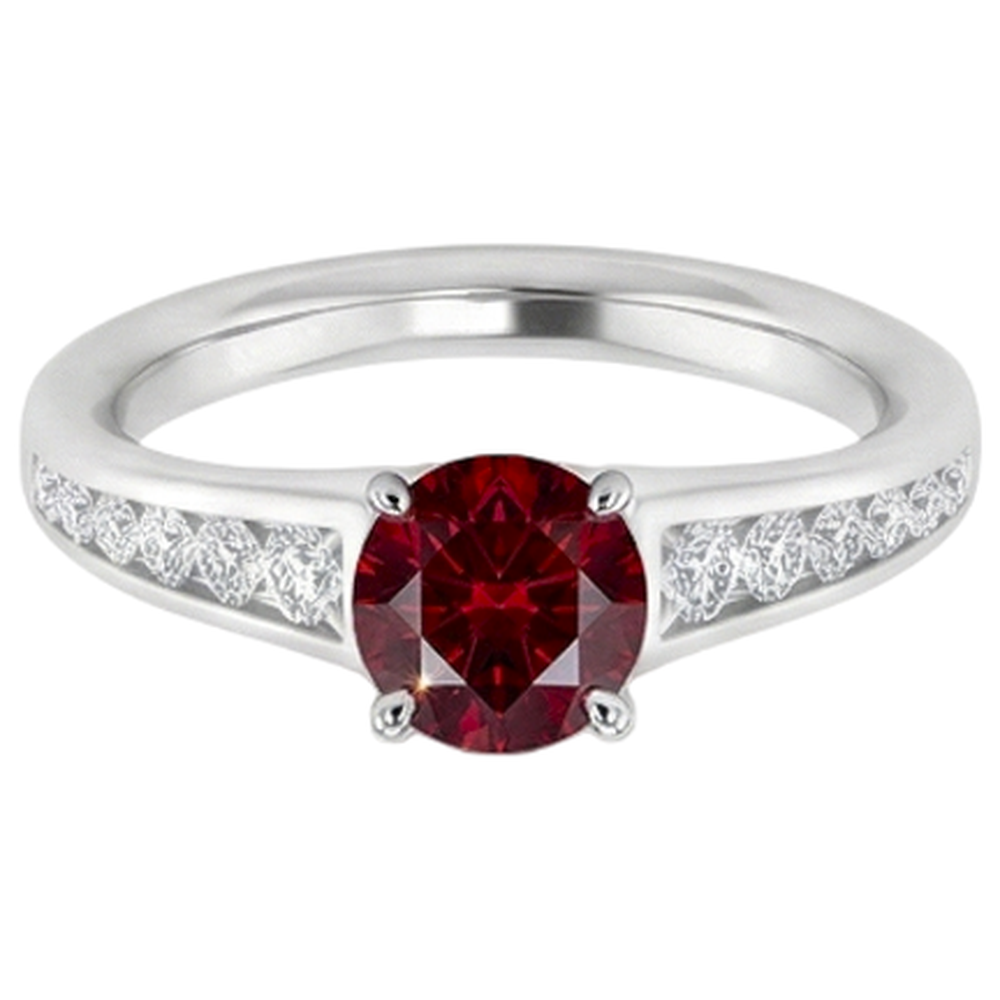 Ring 1,10 Karat Burma Rubin Diamant Akzent Weißgold 14K Schmuck
