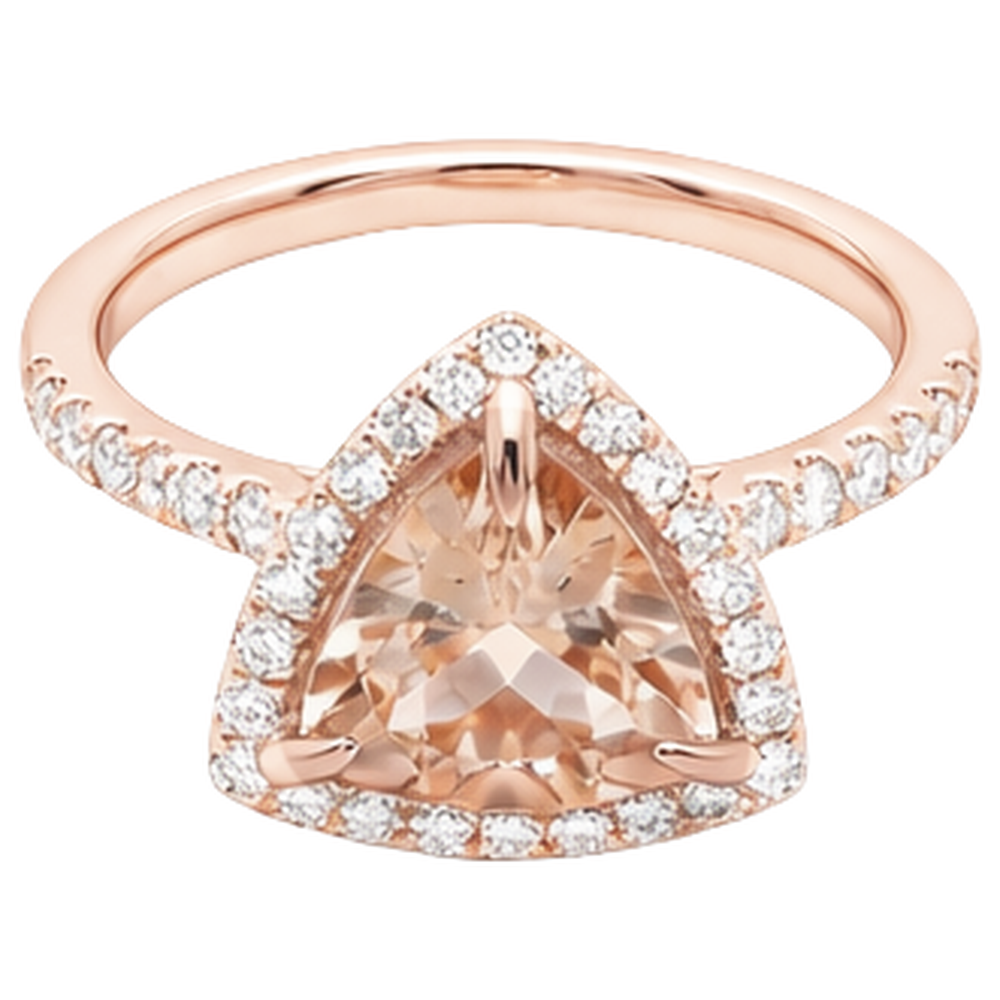 echter trillion morganit 14Karat ring Detailansicht