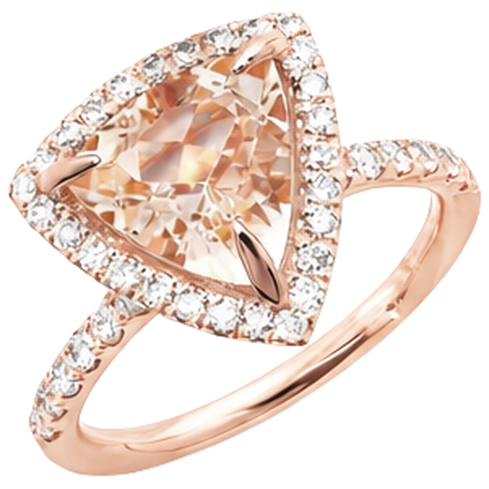 echter trillion morganit 14Karat ring Draufsicht