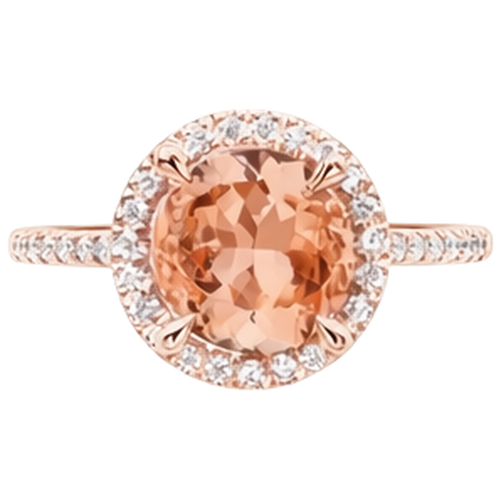Ring aus 14 Karat 9 Karat Rotgold mit Morganit und Diamanten im Rundschliff Neu