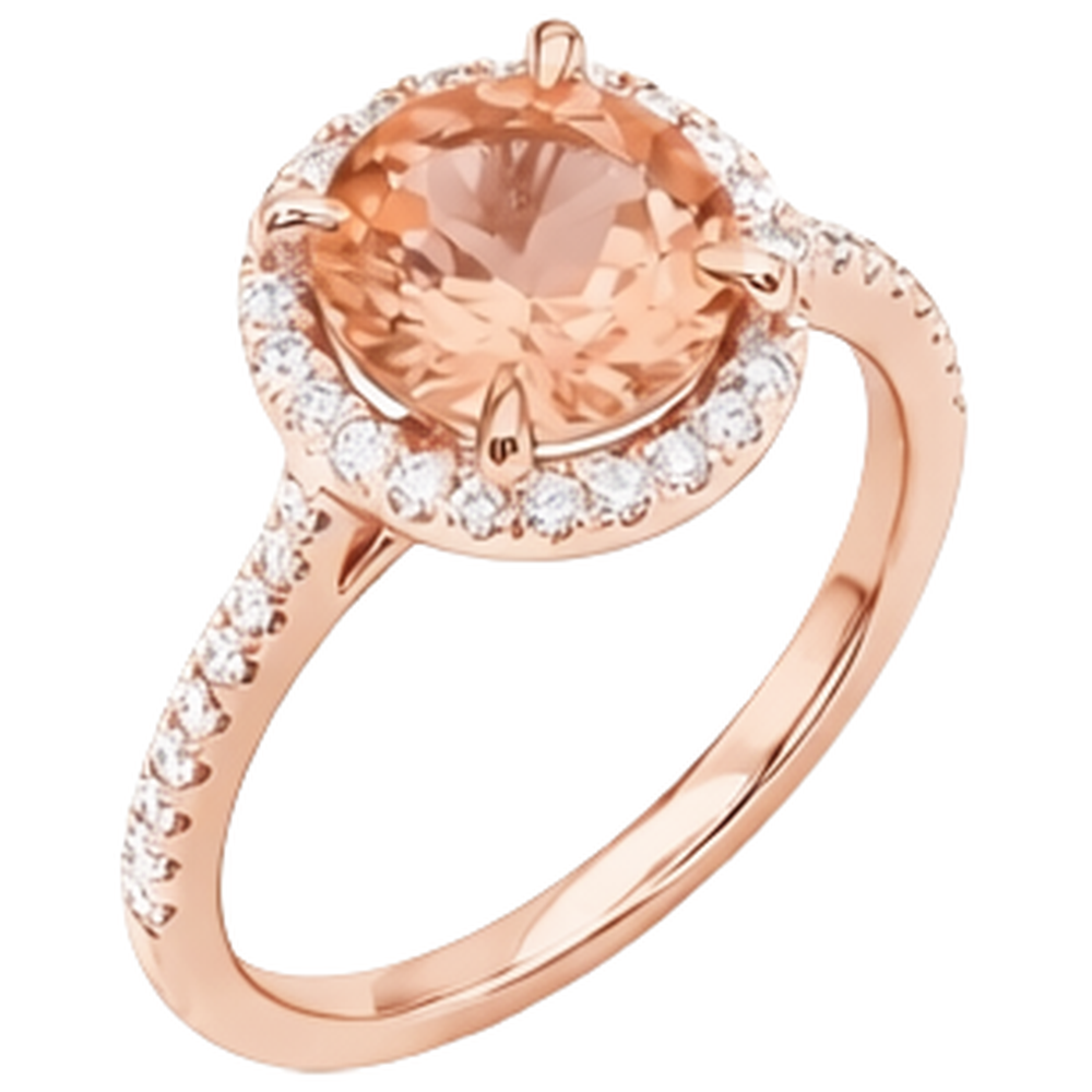 Ring aus 14 Karat 9 Karat Rotgold mit Morganit und Diamanten im Rundschliff Neu