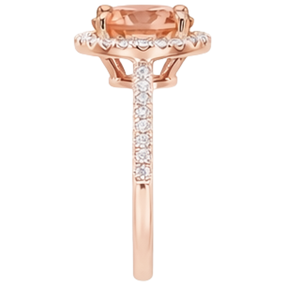 Ring aus 14 Karat 9 Karat Rotgold mit Morganit und Diamanten im Rundschliff Neu
