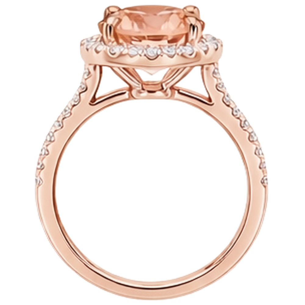 Ring aus 14 Karat 9 Karat Rotgold mit Morganit und Diamanten im Rundschliff Neu
